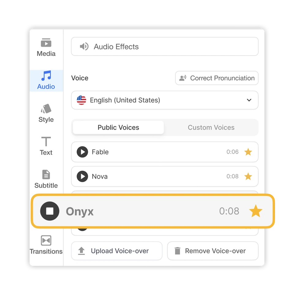 Visla's Video Translator helps you reach global audiences by translating voiceovers, subtitles, and text in just a few clicks. With natural AI voiceovers and pronunciation tools, your message stays clear and authentic in any language.